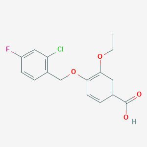 molecular formula C16H14ClFO4 B1344964 4-[(2-氯-4-氟苄基)氧基]-3-乙氧基苯甲酸 CAS No. 1142201-95-3