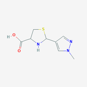 molecular formula C8H11N3O2S B1344968 2-(1-甲基-1H-吡唑-4-基)-1,3-噻唑烷-4-羧酸 CAS No. 1104804-23-0
