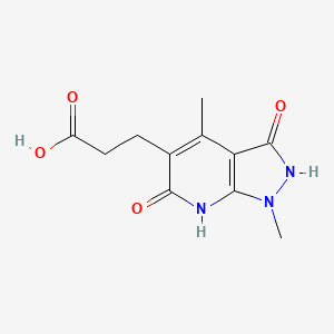 molecular formula C11H13N3O4 B1345002 3-{1,4-dimethyl-3,6-dioxo-1H,2H,3H,6H,7H-pyrazolo[3,4-b]pyridin-5-yl}propanoic acid 