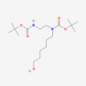 molecular formula C18H36N2O5 B13451789 tert-butyl N-(2-{[(tert-butoxy)carbonyl]amino}ethyl)-N-(6-hydroxyhexyl)carbamate 