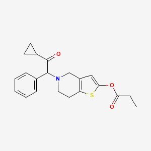 molecular formula C21H23NO3S B13451792 5-(2-cyclopropyl-2-oxo-1-phenylethyl)-4H,5H,6H,7H-thieno[3,2-c]pyridin-2-ylpropanoate 