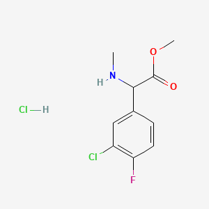 molecular formula C10H12Cl2FNO2 B13452061 Methyl2-(3-chloro-4-fluorophenyl)-2-(methylamino)acetatehydrochloride 