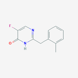 molecular formula C12H11FN2O B134522 4(1H)-Pyrimidinone, 5-fluoro-2-((2-methylphenyl)methyl)- CAS No. 143328-93-2