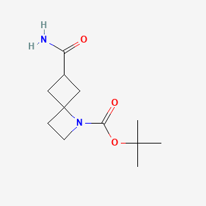 molecular formula C12H20N2O3 B13452202 Tert-butyl (4r)-6-carbamoyl-1-azaspiro[3.3]heptane-1-carboxylate 