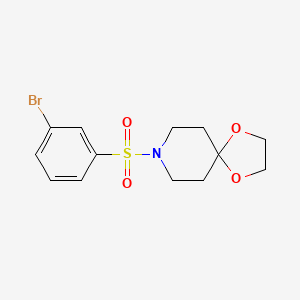 molecular formula C13H16BrNO4S B1345224 8-((3-溴苯基)磺酰基)-1,4-二氧杂-8-氮杂螺[4.5]癸烷 CAS No. 1137509-73-9