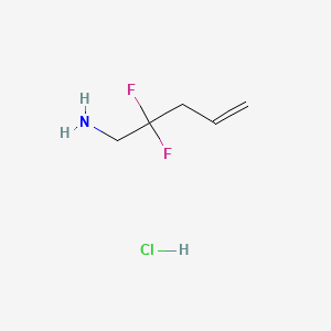 molecular formula C5H10ClF2N B13452403 2,2-Difluoropent-4-en-1-aminehydrochloride 