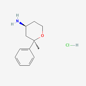 molecular formula C12H18ClNO B13452462 rac-(2R,4S)-2-methyl-2-phenyloxan-4-amine hydrochloride 