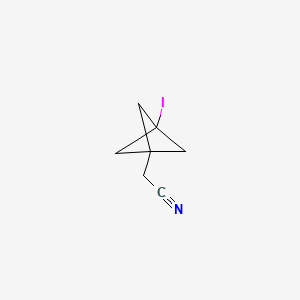 molecular formula C7H8IN B13452585 2-{3-Iodobicyclo[1.1.1]pentan-1-yl}acetonitrile 