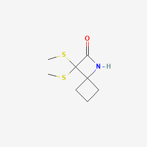 molecular formula C8H13NOS2 B13452594 3,3-Bis(methylsulfanyl)-1-azaspiro[3.3]heptan-2-one 