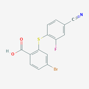 molecular formula C14H7BrFNO2S B13452806 4-Bromo-2-[(4-cyano-2-fluorophenyl)sulfanyl]benzoic acid 