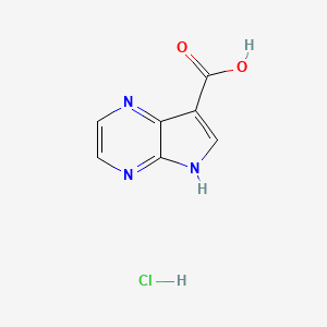 molecular formula C7H6ClN3O2 B13452824 5H-pyrrolo[2,3-b]pyrazine-7-carboxylic acid hydrochloride 