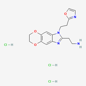 2-{6-[2-(1,3-Oxazol-2-yl)ethyl]-10,13-dioxa-4,6-diazatricyclo[7.4.0.0,3,7]trideca-1(9),2,4,7-tetraen-5-yl}ethan-1-amine trihydrochloride