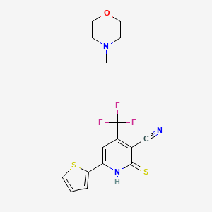 molecular formula C16H16F3N3OS2 B13453037 2-Sulfanyl-6-(thiophen-2-yl)-4-(trifluoromethyl)pyridine-3-carbonitrile, 4-methylmorpholine 