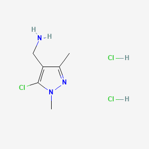 molecular formula C6H12Cl3N3 B13453098 1-(5-chloro-1,3-dimethyl-1H-pyrazol-4-yl)methanamine dihydrochloride 