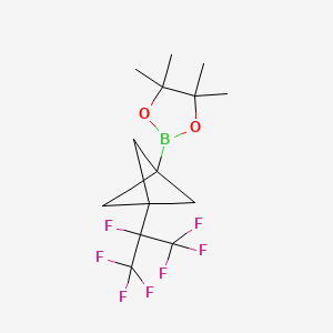 molecular formula C14H18BF7O2 B13453341 2-[3-(1,1,1,2,3,3,3-Heptafluoropropan-2-yl)bicyclo[1.1.1]pentan-1-yl]-4,4,5,5-tetramethyl-1,3,2-dioxaborolane 