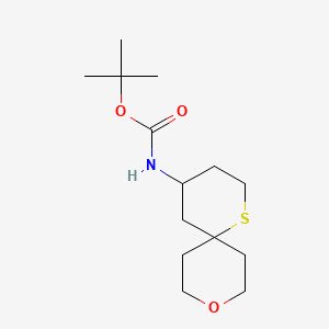 molecular formula C14H25NO3S B13453451 tert-butyl N-{9-oxa-1-thiaspiro[5.5]undecan-4-yl}carbamate 