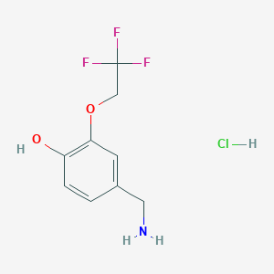 molecular formula C9H11ClF3NO2 B13453597 4-(Aminomethyl)-2-(2,2,2-trifluoroethoxy)phenol hydrochloride 