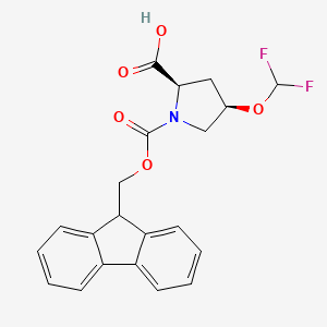 molecular formula C21H19F2NO5 B13453675 (2R,4R)-4-(difluoromethoxy)-1-{[(9H-fluoren-9-yl)methoxy]carbonyl}pyrrolidine-2-carboxylicacid 