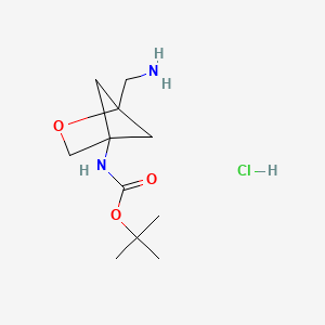 molecular formula C11H21ClN2O3 B13453896 tert-butyl N-[1-(aminomethyl)-2-oxabicyclo[2.1.1]hexan-4-yl]carbamate hydrochloride 