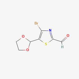 molecular formula C7H6BrNO3S B13453949 4-Bromo-5-(1,3-dioxolan-2-yl)-1,3-thiazole-2-carbaldehyde 