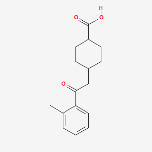 molecular formula C16H20O3 B1345396 cis-4-[2-(2-Methylphenyl)-2-oxoethyl]-cyclohexane-1-carboxylic acid CAS No. 735275-75-9