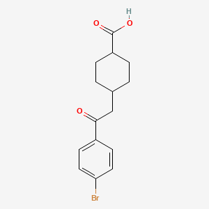 molecular formula C15H17BrO3 B1345399 cis-4-[2-(4-Bromophenyl)-2-oxoethyl]-cyclohexane-1-carboxylic acid CAS No. 735275-85-1