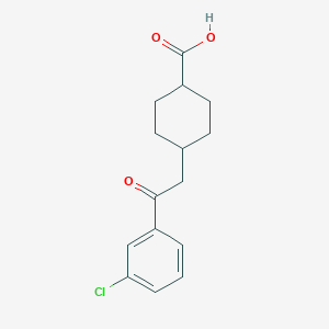 molecular formula C15H17ClO3 B1345400 cis-4-[2-(3-Chlorophenyl)-2-oxoethyl]-cyclohexane-1-carboxylic acid CAS No. 736136-52-0