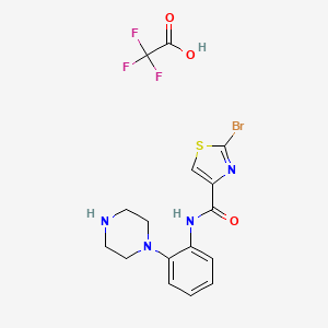 molecular formula C16H16BrF3N4O3S B13454370 2-bromo-N-[2-(piperazin-1-yl)phenyl]-1,3-thiazole-4-carboxamide, trifluoroacetic acid 