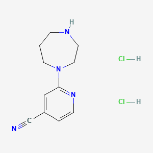 molecular formula C11H16Cl2N4 B13454494 2-(1,4-Diazepan-1-yl)pyridine-4-carbonitrile dihydrochloride 