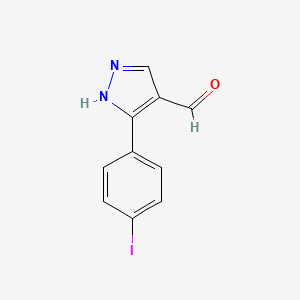 molecular formula C10H7IN2O B13454966 5-(4-iodophenyl)-1H-pyrazole-4-carbaldehyde 