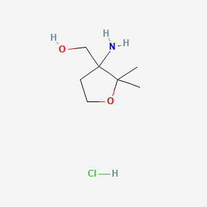 molecular formula C7H16ClNO2 B13454974 (3-Amino-2,2-dimethyloxolan-3-yl)methanol hydrochloride 