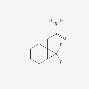 molecular formula C9H13F2NO B13455447 2-{7,7-Difluorobicyclo[4.1.0]heptan-1-yl}acetamide 