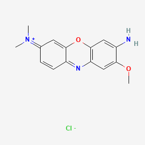 molecular formula C15H16ClN3O2 B1345549 Phenoxazin-5-ium, 3-amino-7-(dimethylamino)-2-methoxy-, chloride (1:1) CAS No. 67846-56-4
