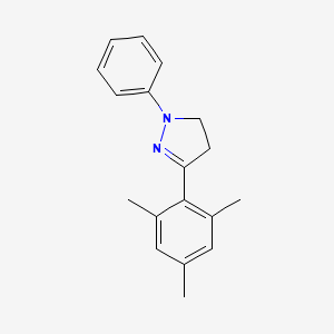 molecular formula C18H20N2 B1345564 4,5-Dihydro-1-phenyl-3-(2,4,6-trimethylphenyl)-1H-pyrazole CAS No. 60078-97-9