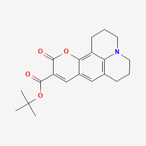 molecular formula C20H23NO4 B1345588 1H,5H,11H-[1]Benzopyrano[6,7,8-ij]quinolizine-10-carboxylic acid, 2,3,6,7-tetrahydro-11-oxo-, 1,1-dimethylethyl ester CAS No. 62669-75-4