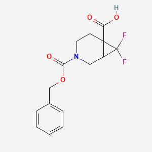 molecular formula C15H15F2NO4 B13456818 3-((Benzyloxy)carbonyl)-7,7-difluoro-3-azabicyclo[4.1.0]heptane-6-carboxylic acid 