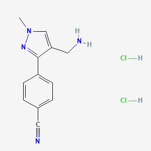 4-[4-(aminomethyl)-1-methyl-1H-pyrazol-3-yl]benzonitrile dihydrochloride