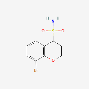 molecular formula C9H10BrNO3S B13457015 8-bromo-3,4-dihydro-2H-1-benzopyran-4-sulfonamide 