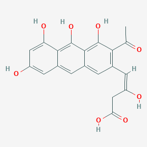 molecular formula C20H16O8 B134572 3-Butenoic acid, 4-(3-acetyl-4,5,7,10-tetrahydroxy-2-anthracenyl)-3-hydroxy-, (E)- CAS No. 150547-38-9