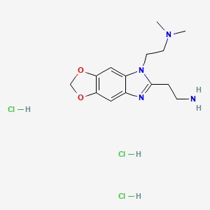 2-{12-[2-(Dimethylamino)ethyl]-4,6-dioxa-10,12-diazatricyclo[7.3.0.0,3,7]dodeca-1,3(7),8,10-tetraen-11-yl}ethan-1-amine trihydrochloride