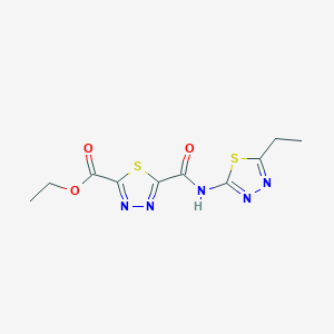molecular formula C10H11N5O3S2 B1345822 5-[{[(5-乙基-1,3,4-噻二唑-2-基)氨基]-羰基}-1,3,4-噻二唑-2-甲酸乙酯 CAS No. 1142209-48-0