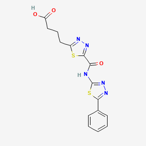 molecular formula C15H13N5O3S2 B1345823 4-(5-{[(5-Phenyl-1,3,4-thiadiazol-2-YL)amino]-carbonyl}-1,3,4-thiadiazol-2-YL)butanoic acid CAS No. 1142209-59-3