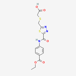 molecular formula C15H15N3O5S2 B1345825 ({[5-({[4-(Ethoxycarbonyl)phenyl]amino}carbonyl)-1,3,4-thiadiazol-2-yl]methyl}thio)acetic acid CAS No. 1142209-96-8