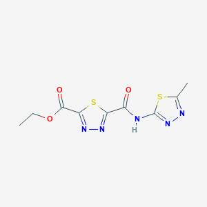 molecular formula C9H9N5O3S2 B1345828 Ethyl 5-{[(5-methyl-1,3,4-thiadiazol-2-YL)amino]-carbonyl}-1,3,4-thiadiazole-2-carboxylate CAS No. 1142210-15-8