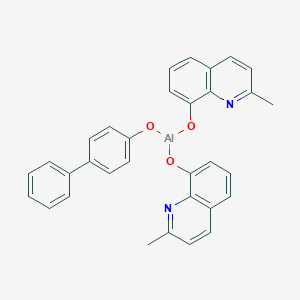 molecular formula C32H25AlN2O3 B134588 Bis(8-hydroxy-2-methylquinoline)-(4-phenylphenoxy)aluminum CAS No. 146162-54-1