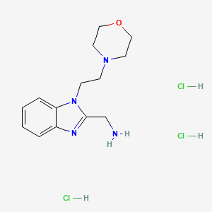 molecular formula C14H23Cl3N4O B13459639 1-{1-[2-(morpholin-4-yl)ethyl]-1H-1,3-benzodiazol-2-yl}methanaminetrihydrochloride 