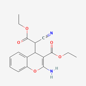 molecular formula C17H18N2O5 B1346042 2-氨基-4-(1-氰基-2-乙氧基-2-氧代乙基)-4H-色烯-3-甲酸乙酯 CAS No. 65673-61-2
