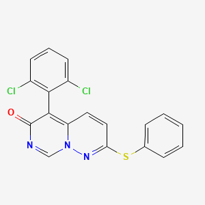 molecular formula C19H11Cl2N3OS B1346060 5-(2,6-dichlorophenyl)-2-(phenylthio)-6H-pyrimido[1,6-b]pyridazin-6-one CAS No. 209409-98-3