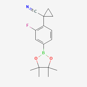 molecular formula C16H19BFNO2 B13460815 1-[2-Fluoro-4-(4,4,5,5-tetramethyl-1,3,2-dioxaborolan-2-yl)phenyl]cyclopropane-1-carbonitrile CAS No. 2227365-42-4