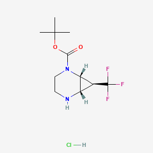 molecular formula C11H18ClF3N2O2 B13461106 tert-butyl (1R,6S,7S)-7-(trifluoromethyl)-2,5-diazabicyclo[4.1.0]heptane-2-carboxylate hydrochloride 